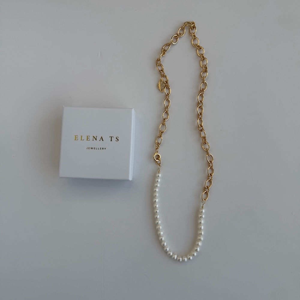 647 Pearl Necklace Gold Chain Necklace